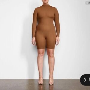 NWT Skims All-in-One Longsleeve Midthigh Bodysuit - Caramel